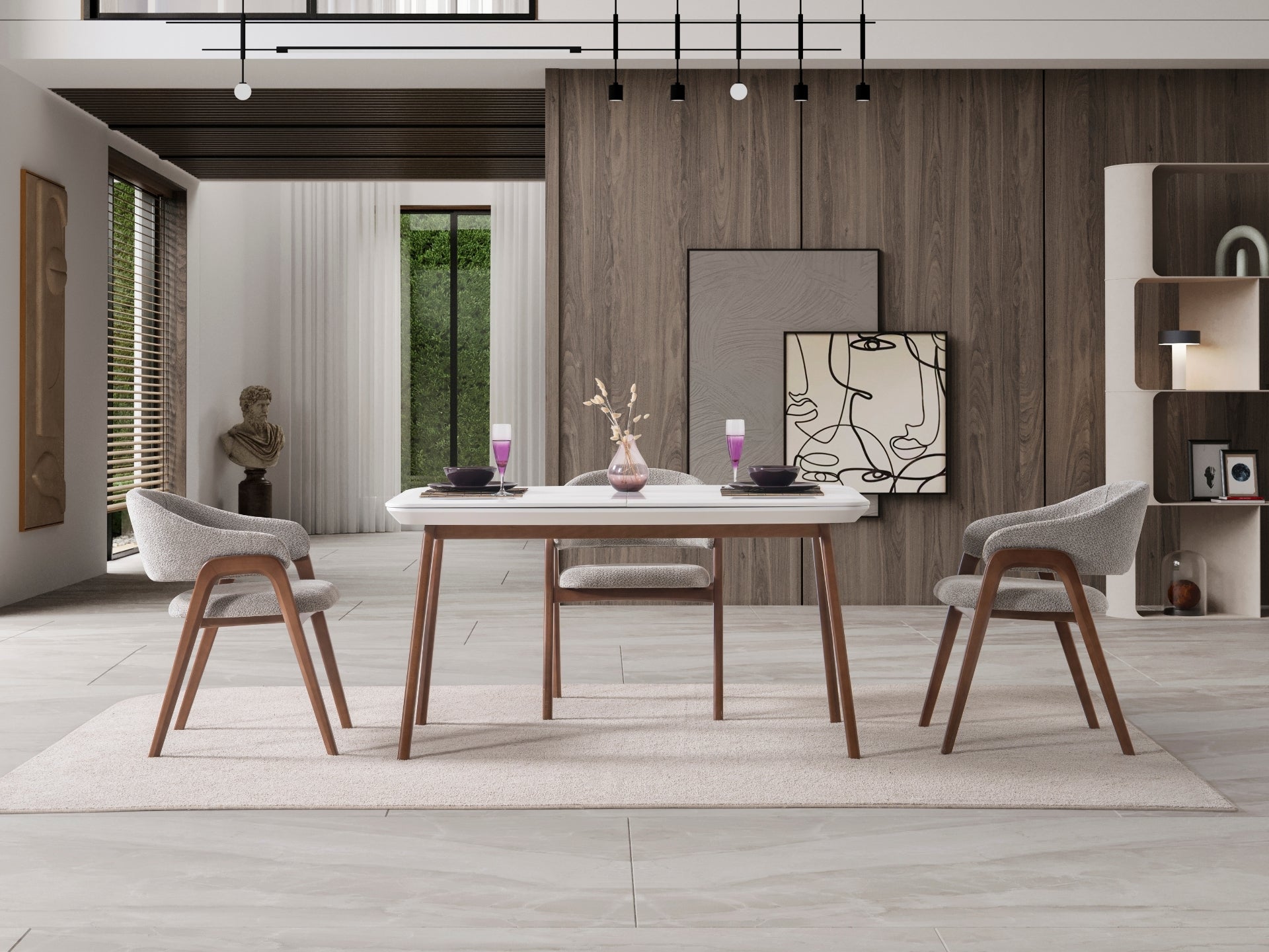 Baltimore Masa Sandalye Seti (Beyaz Ceviz)