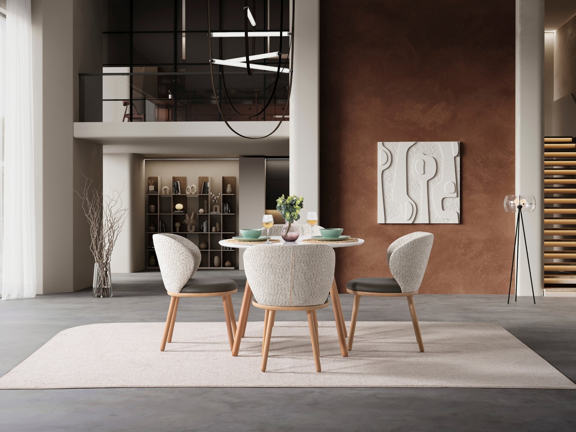 Dominik Masa Sandalye Seti (Beyaz - Meşe)