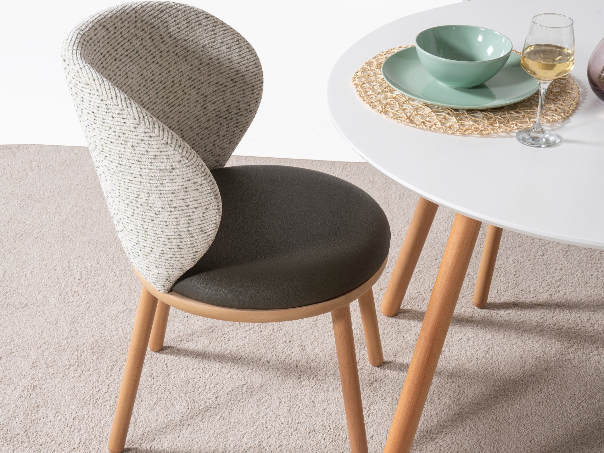 Dominik Masa Sandalye Seti (Beyaz - Meşe)