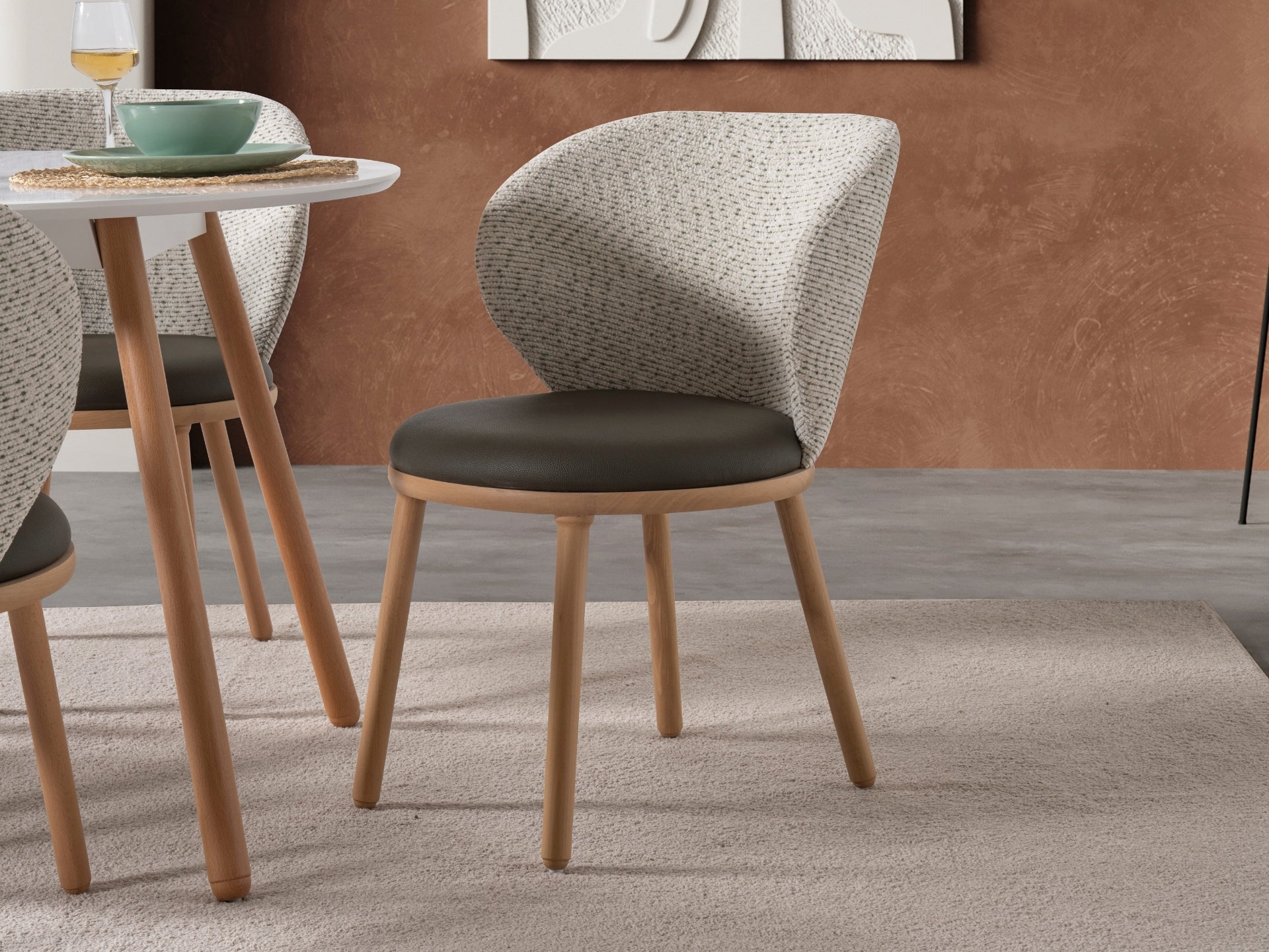 Dominik Masa Sandalye Seti (Beyaz - Meşe)