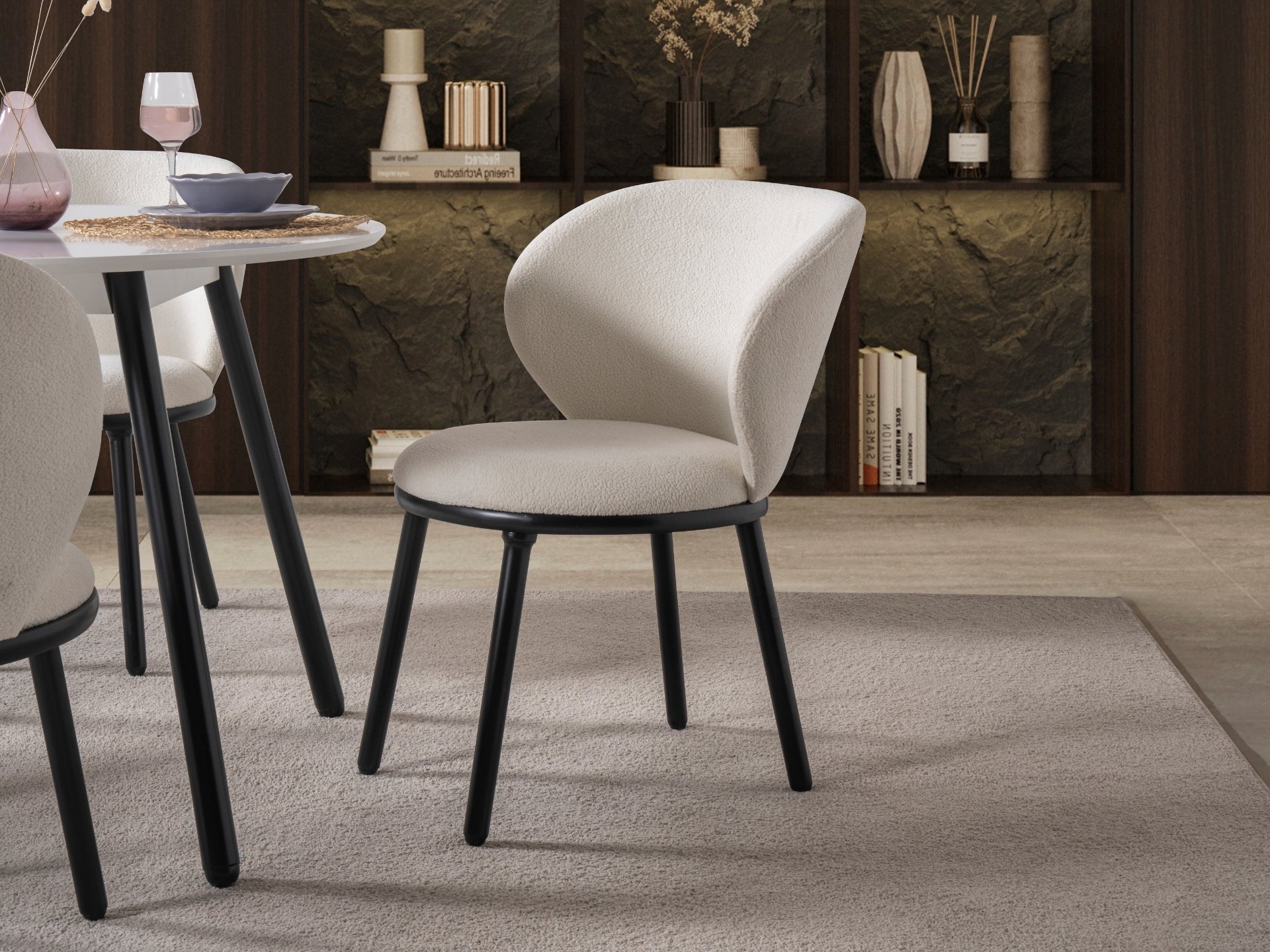 Dominik Masa Sandalye Seti (Beyaz - Siyah)