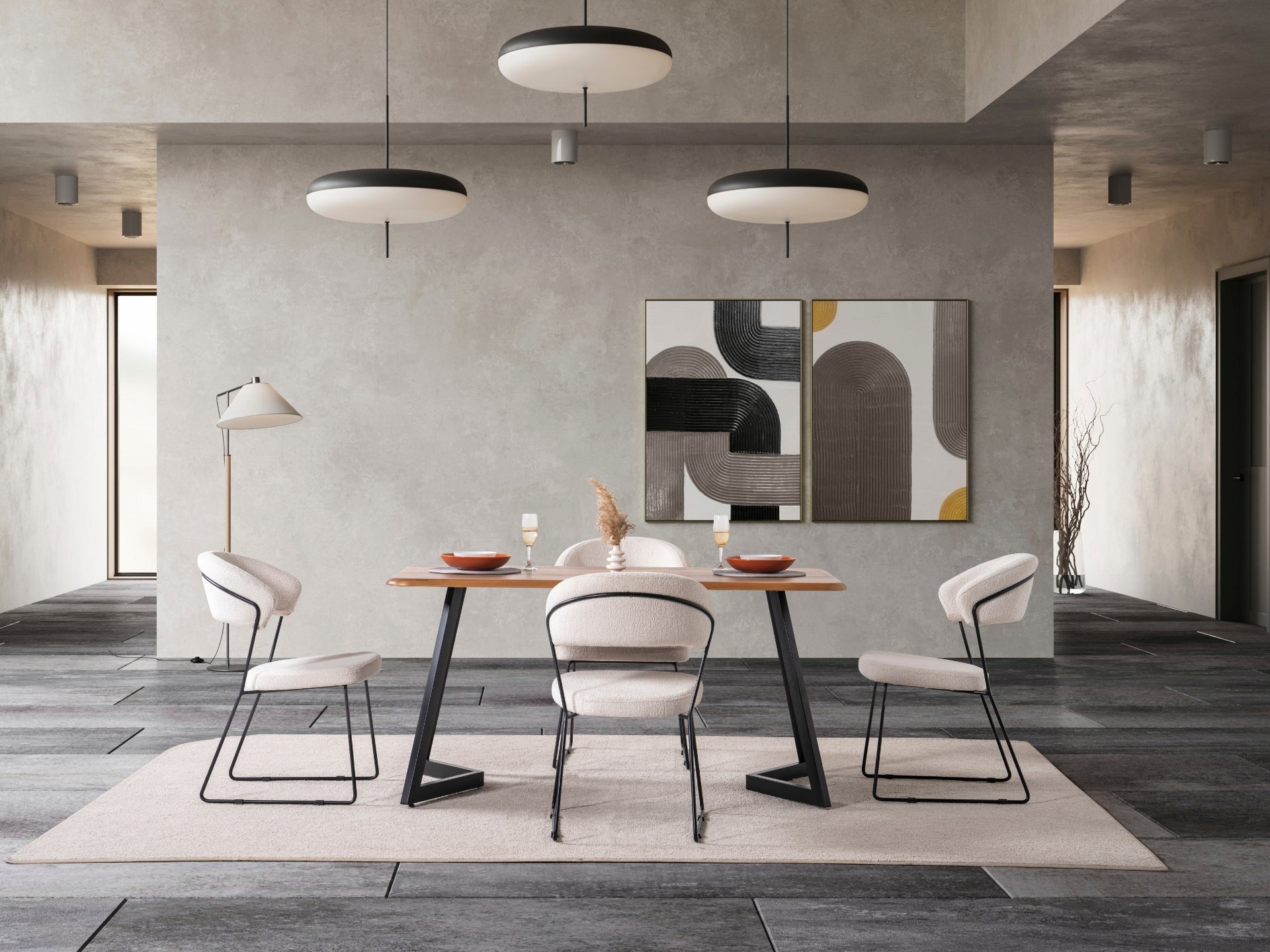 Gloria Masa Sandalye Seti (Siyah)