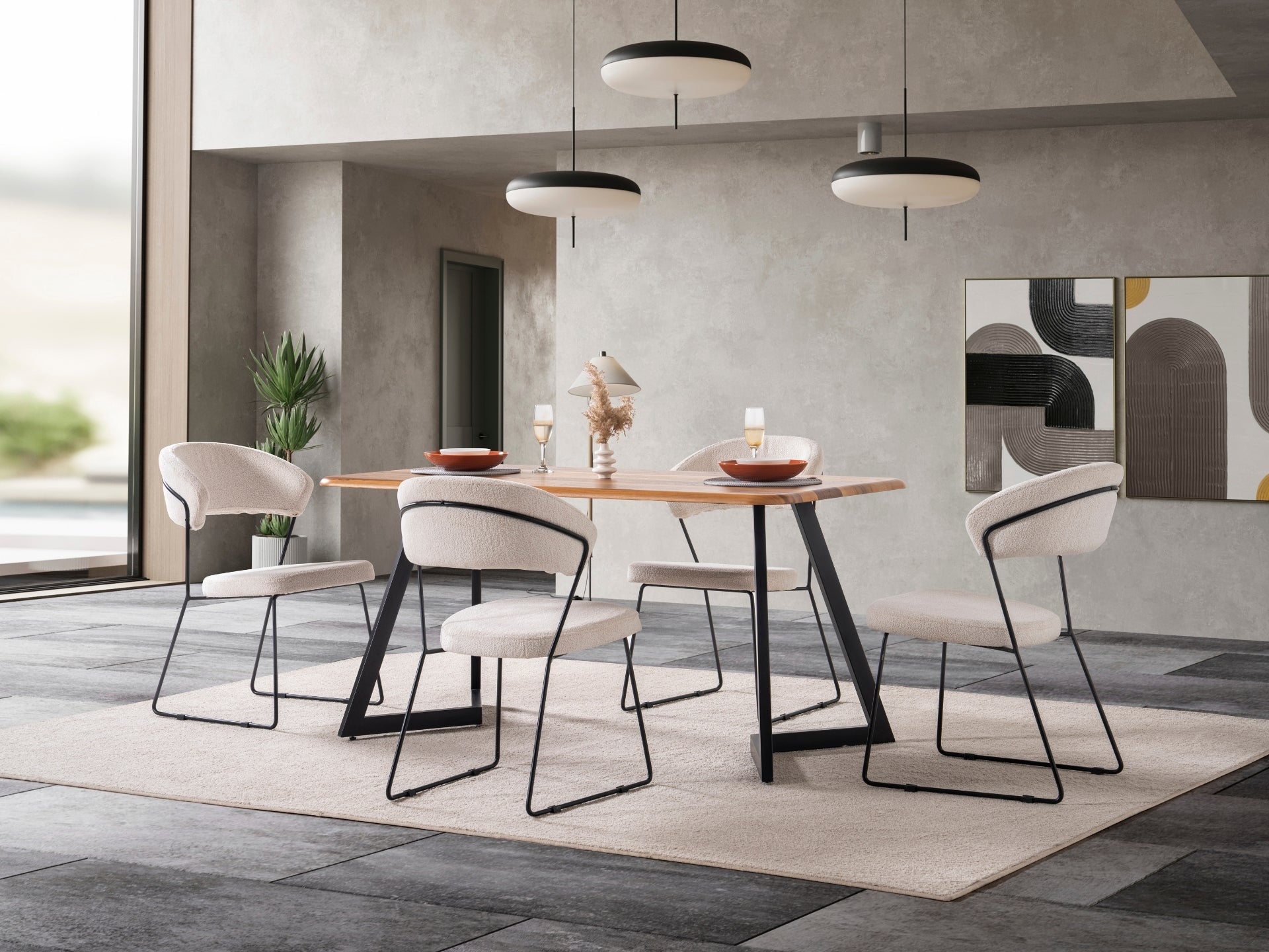 Gloria Masa Sandalye Seti (Siyah)