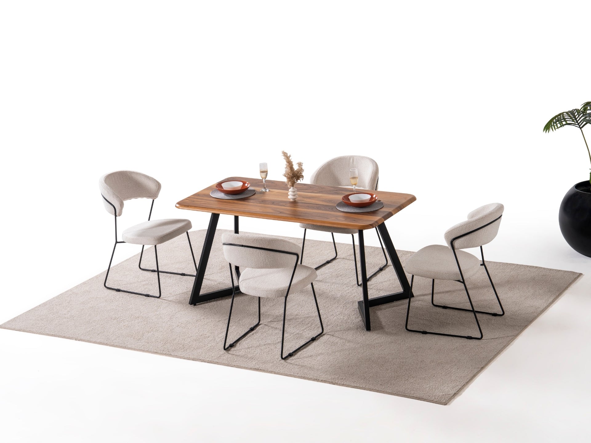 Gloria Masa Sandalye Seti (Siyah)