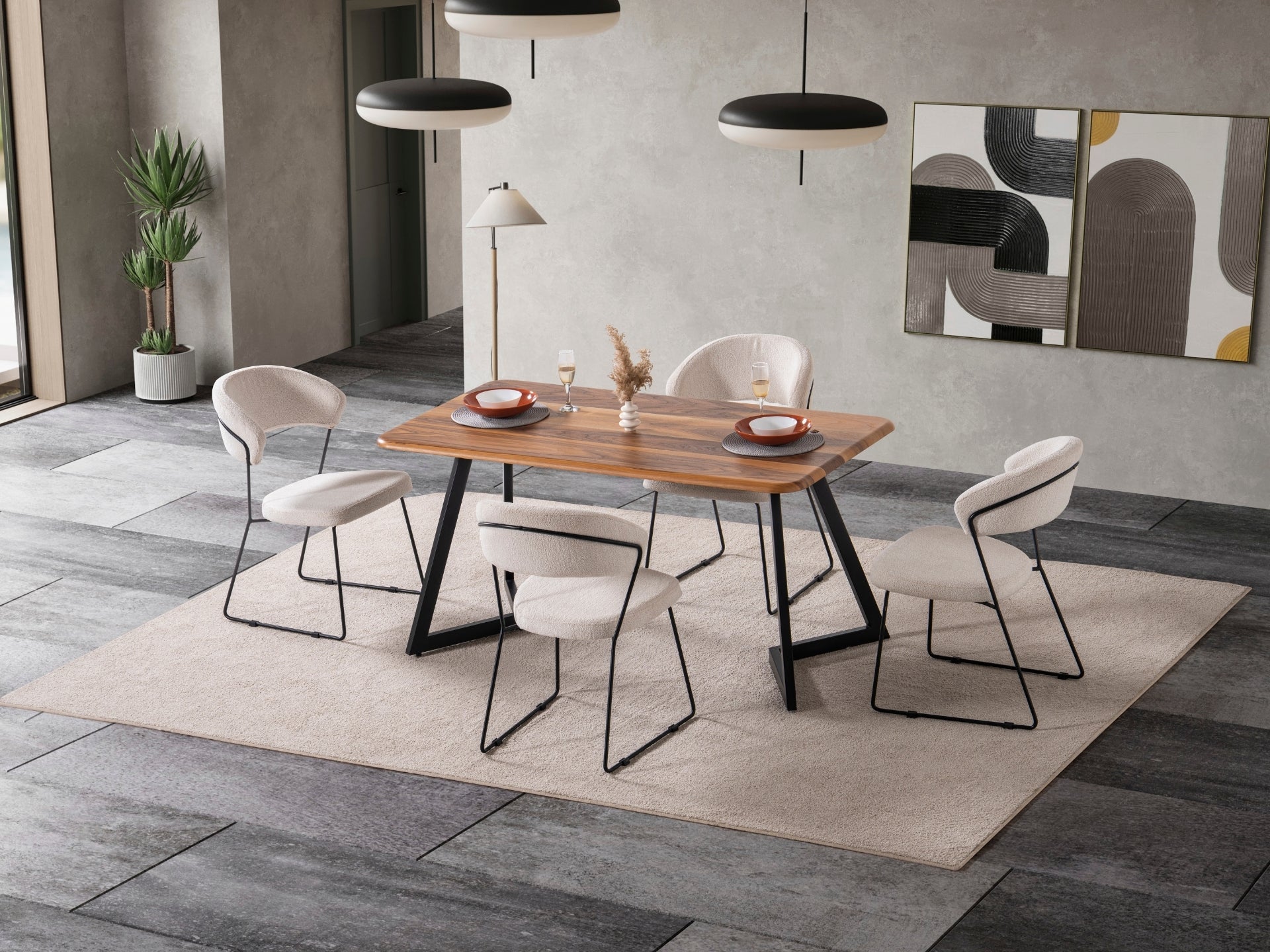 Gloria Masa Sandalye Seti (Siyah)